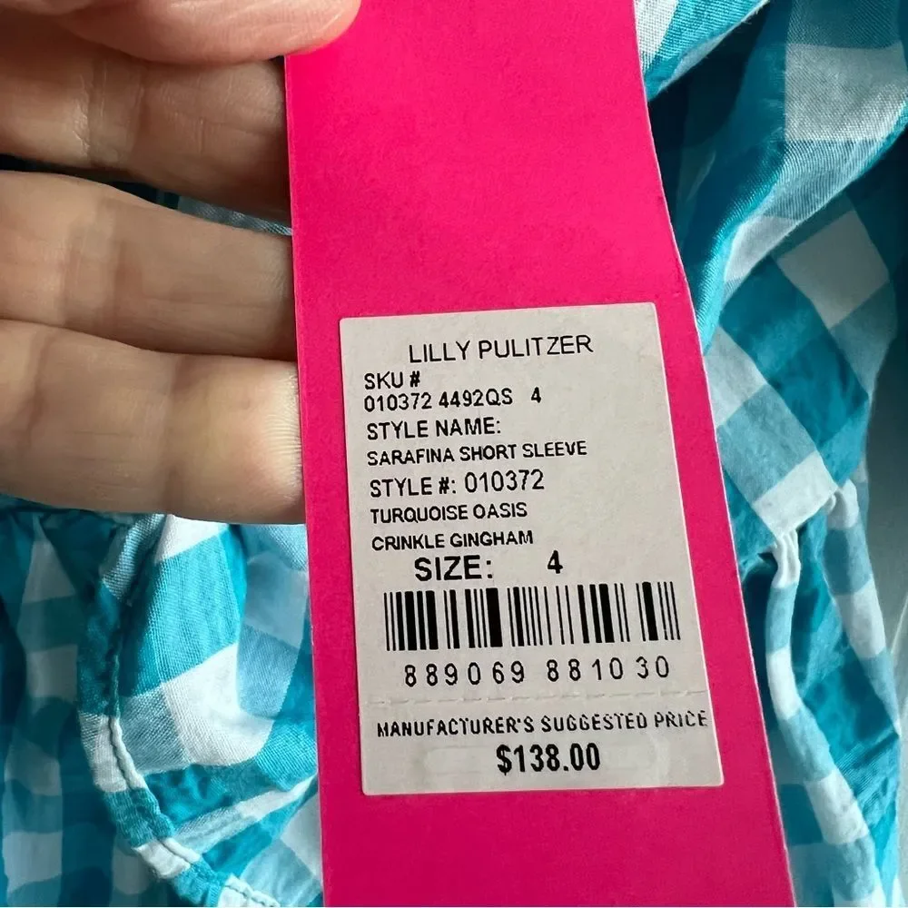 NWT Lilly Pulitzer Sarafina Gingham Babydoll Top